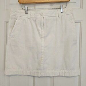 LL Bean Women's Pet 10 White Knee Length Cotton Pencil Skirt Casual Pockets
